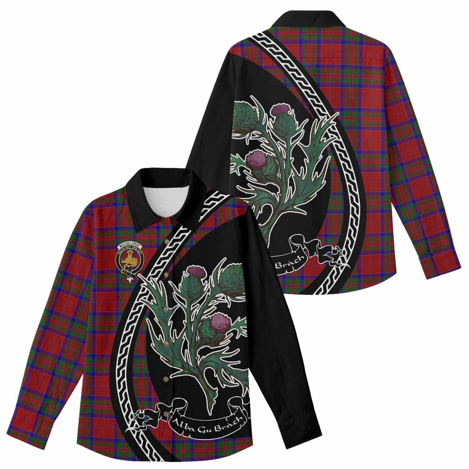 MacGillivray (McGillivray) Family Crest Tartan Women Casual Shirt Alba Thistle Inspired - Tartan Vibes Clothing