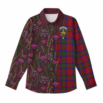 MacGillivray (McGillivray) Family Crest Tartan Women Casual Shirt Scottish Thistle Flower Pattern Half Style - Tartan Vibes Clothing