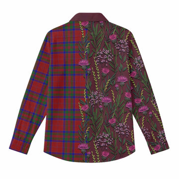 MacGillivray (McGillivray) Family Crest Tartan Women Casual Shirt Scottish Thistle Flower Pattern Half Style - Tartan Vibes Clothing