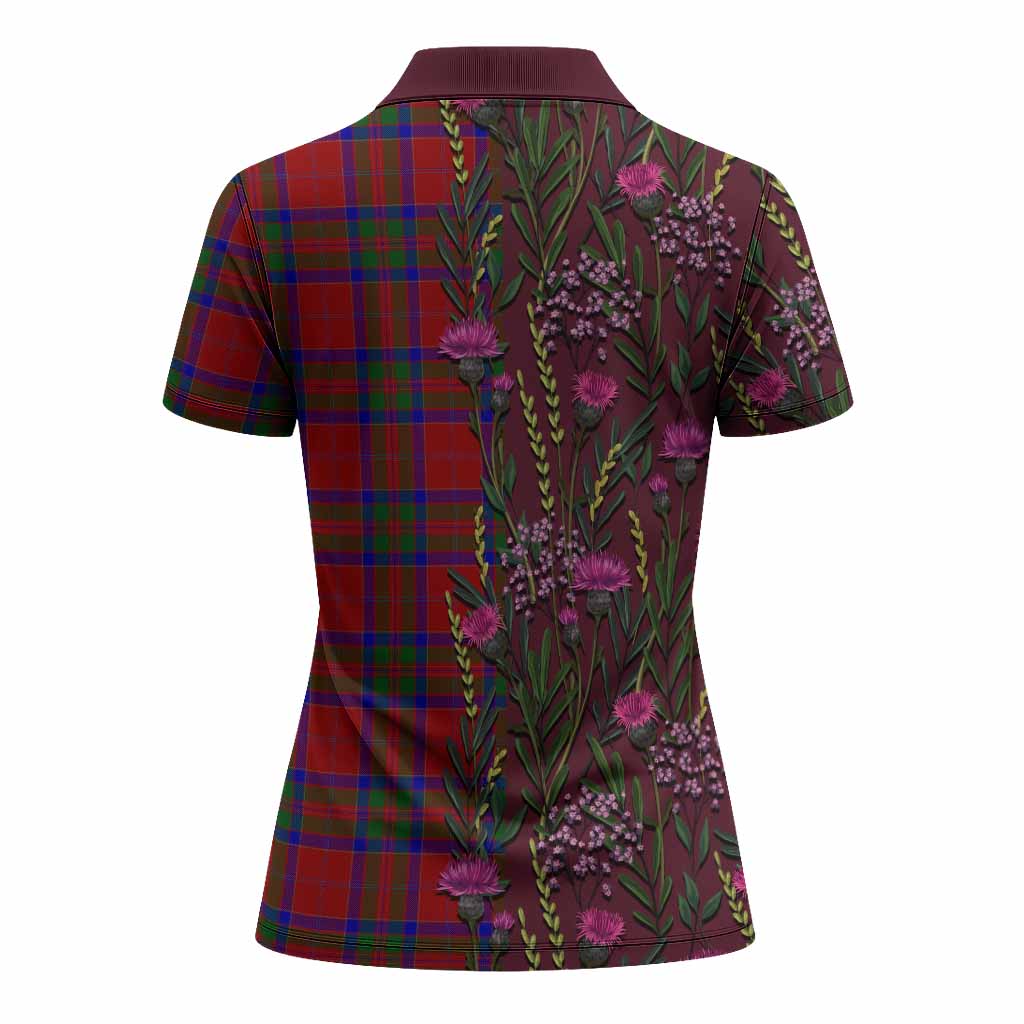 MacGillivray (McGillivray) Family Crest Tartan Women Polo Shirt Scottish Thistle Flower Pattern Half Style - Tartan Vibes Clothing