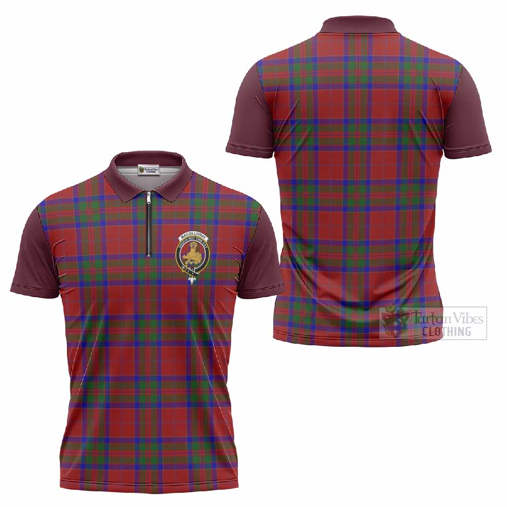 MacGillivray (McGillivray) Tartan Accent Zipper Polo Shirt with Family Crest