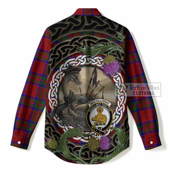 MacGillivray (McGillivray) Tartan Crest Bagpipe Nessie Women Casual Shirt Scottish Loch Ness Monster Celtic Thistle