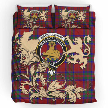 MacGillivray (McGillivray) Tartan Crest Bedding Set with Scottish Iconic Symbols 