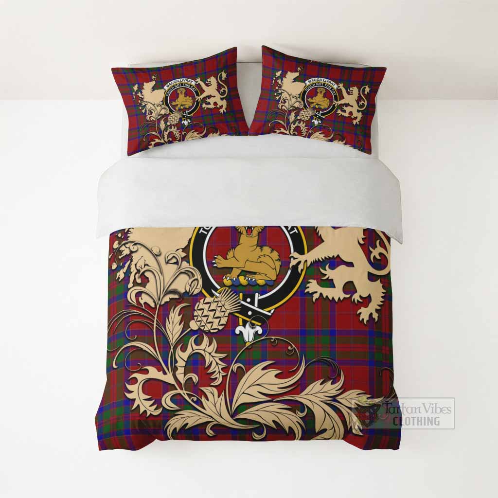 MacGillivray (McGillivray) Tartan Crest Bedding Set with Scottish Iconic Symbols 