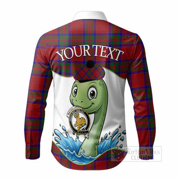 MacGillivray (McGillivray) Tartan Crest Cute Nessie Long Sleeve Button Shirts Scottish Loch Ness Monster