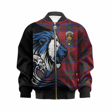 MacGillivray (McGillivray) Tartan Crest Kid Bomber Jacket Scottish Golden Lions Wave Flow