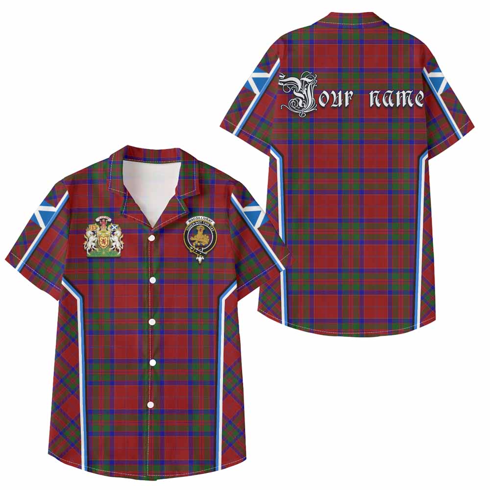 MacGillivray (McGillivray) Tartan Crest Kid Hawaiian Shirt Scotland Coat of Arm Flag Style - Tartan Vibes Clothing