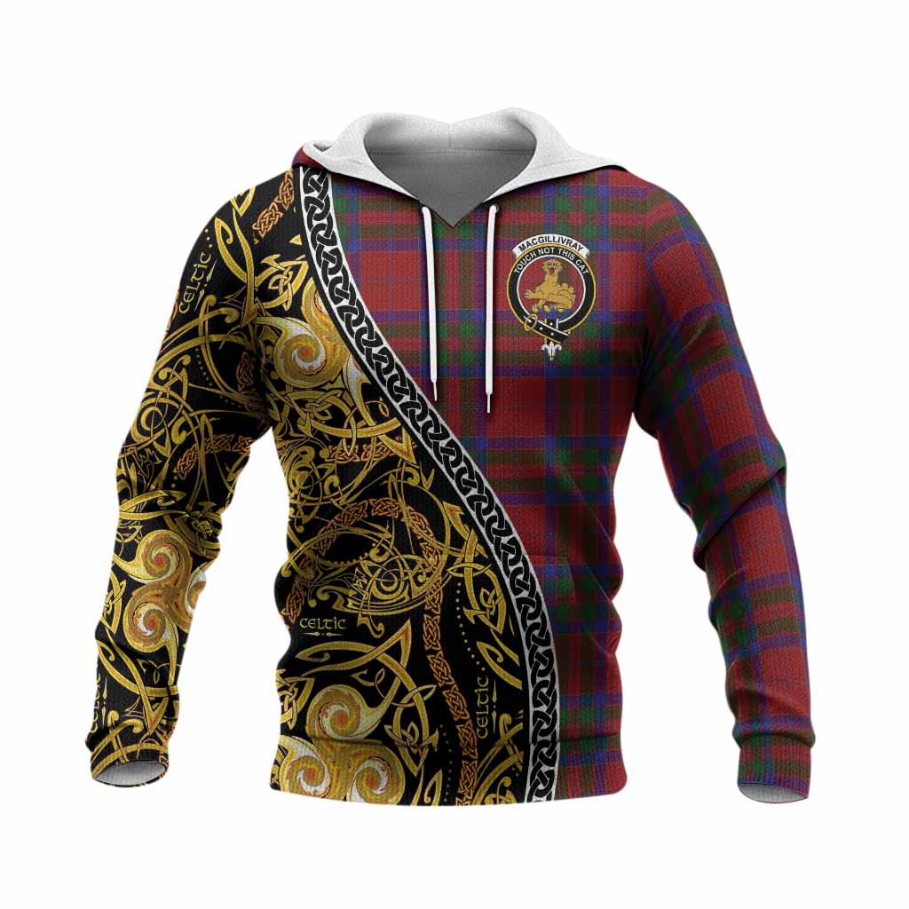 MacGillivray (McGillivray) Tartan Crest Knitted Hoodie Celtic Knot and Triple Trickle Spiral Symbols