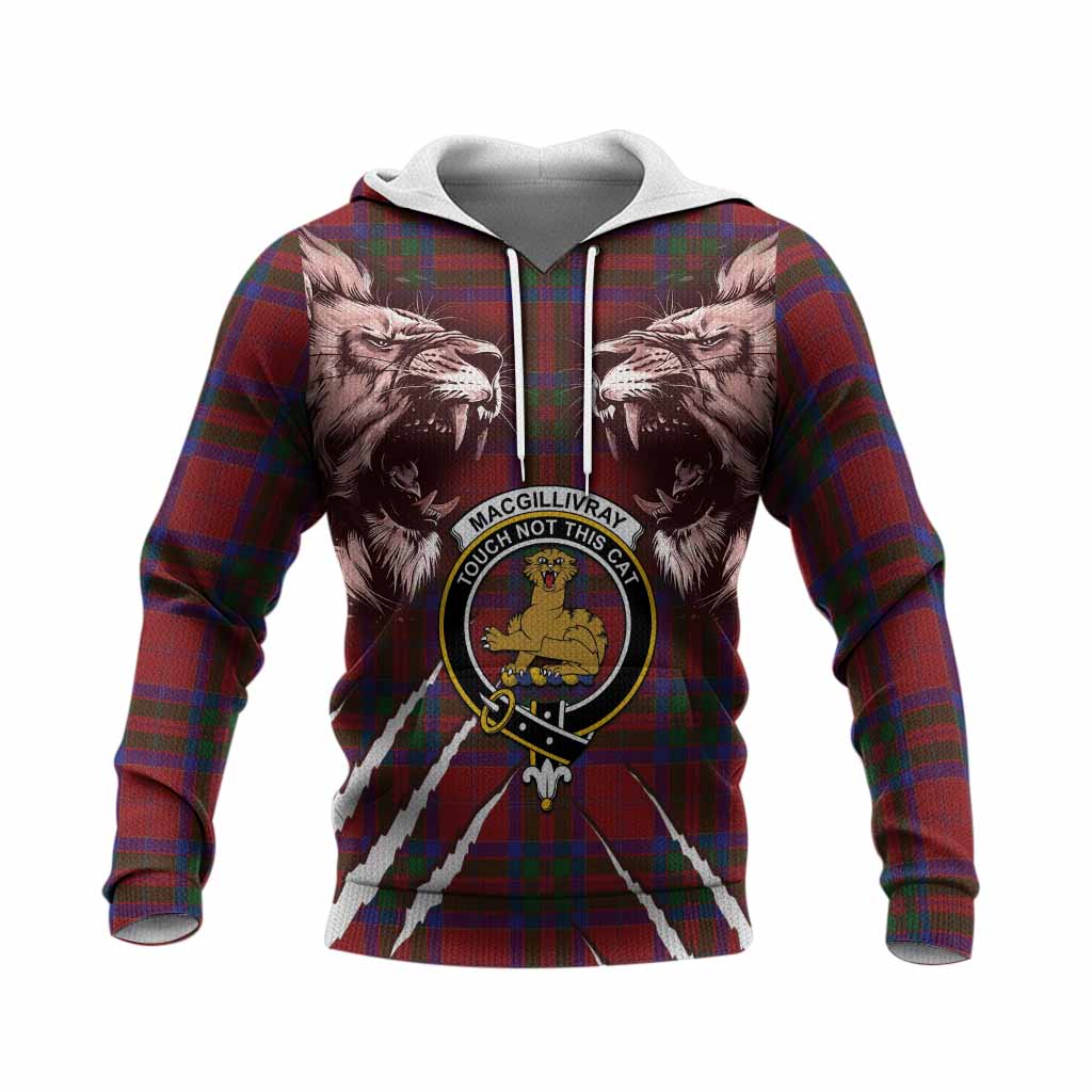 MacGillivray (McGillivray) Tartan Crest Knitted Hoodie Ferocious Lion Style
