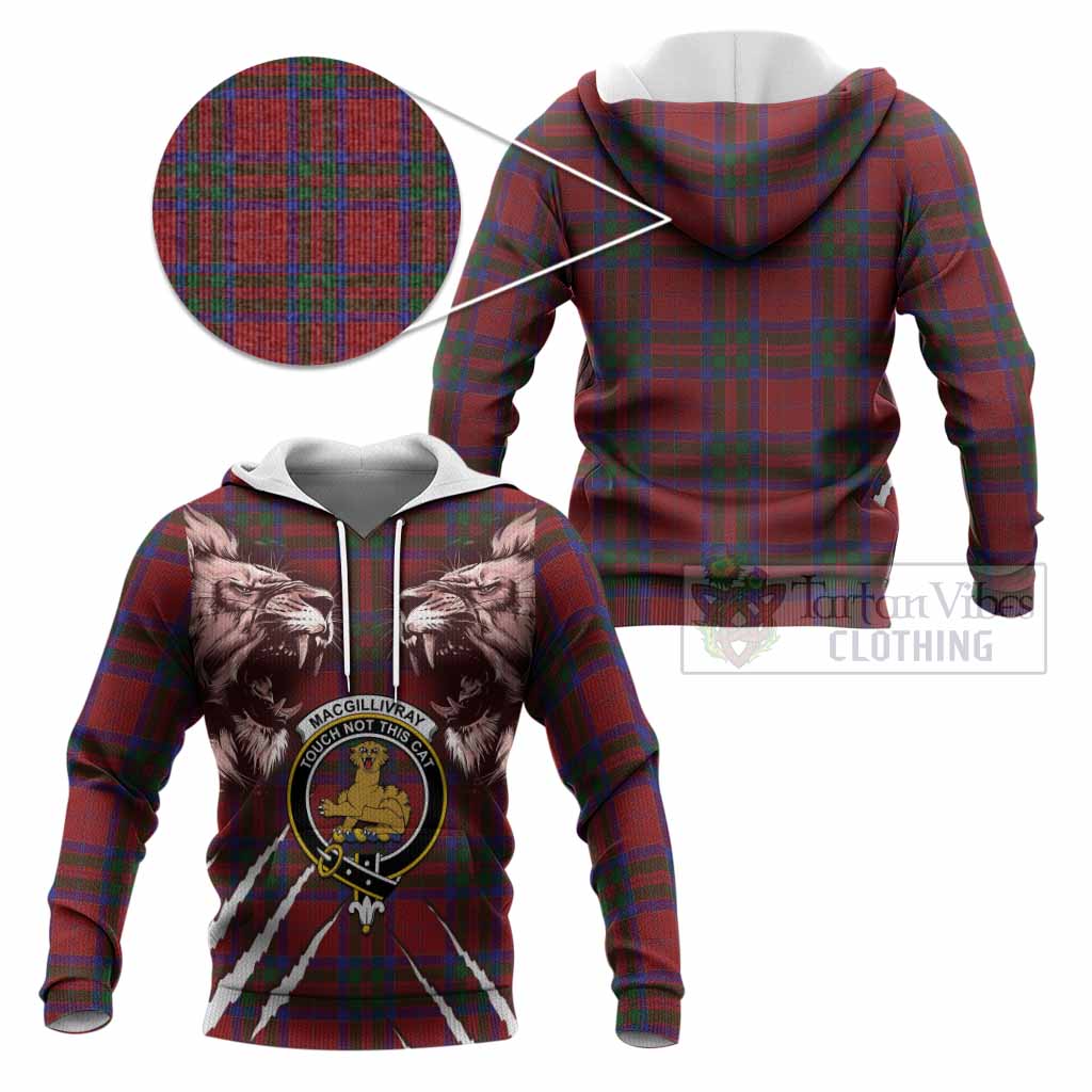 MacGillivray (McGillivray) Tartan Crest Knitted Hoodie Ferocious Lion Style