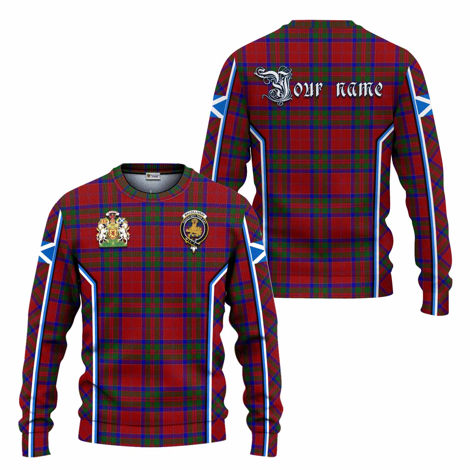 MacGillivray (McGillivray) Tartan Crest Knitted Sweater Scotland Coat of Arm Flag Style - Tartan Vibes Clothing
