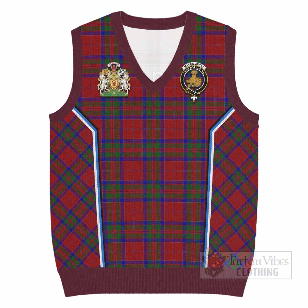 MacGillivray (McGillivray) Tartan Crest Knitted V-Neck Vest Scotland Coat of Arm Flag Style - Tartan Vibes Clothing