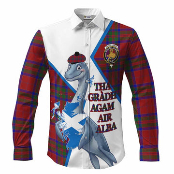 MacGillivray (McGillivray) Tartan Crest Loch Ness Monster Long Sleeve Button Shirts Nessie Scottish Map Tha Gradh Agam Air Alba