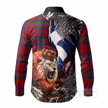 MacGillivray (McGillivray) Tartan Crest Long Sleeve Button Shirts Heritage Flag Grunge Celtic Knot and Lion Rampant