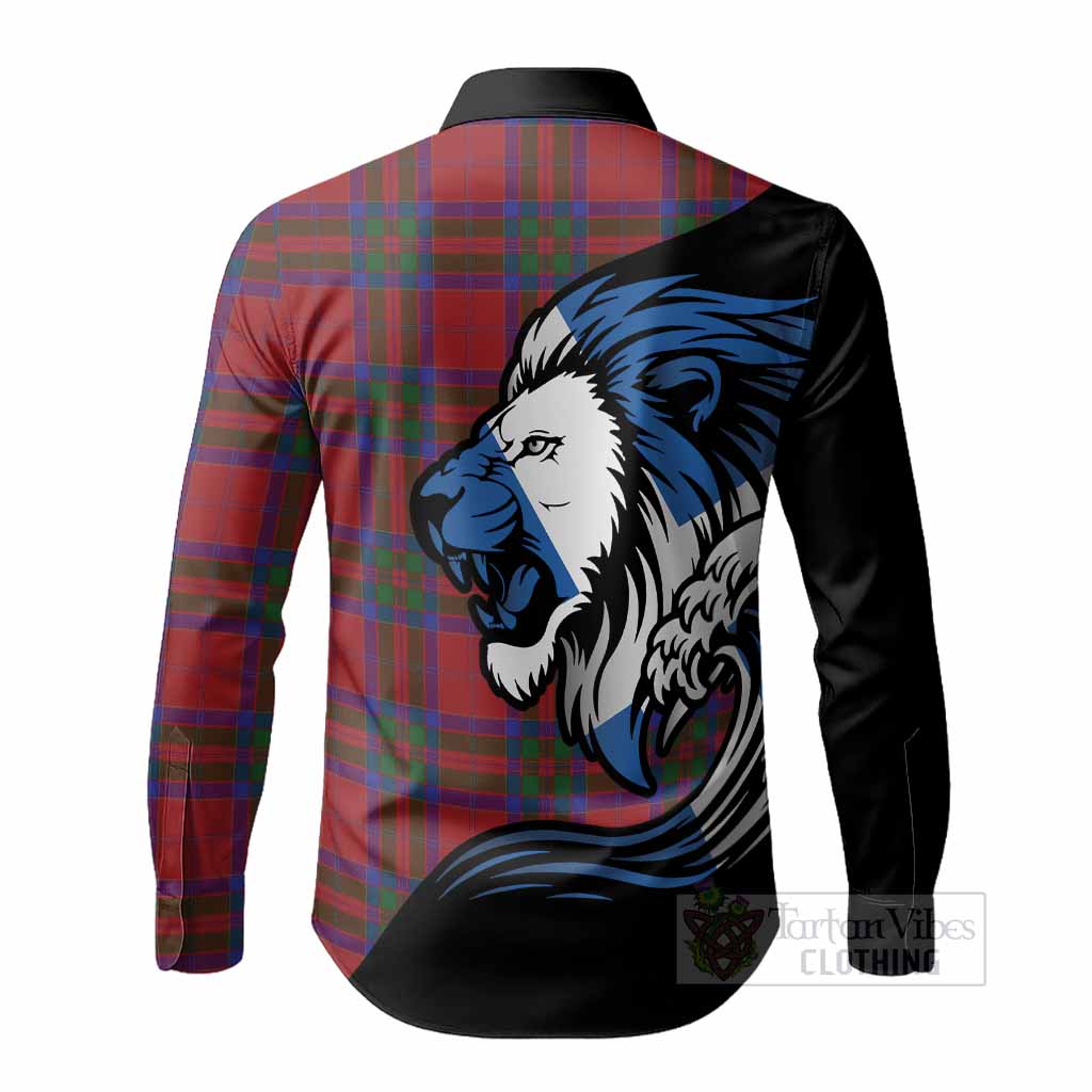 MacGillivray (McGillivray) Tartan Crest Long Sleeve Button Shirts Scottish Golden Lions Wave Flow