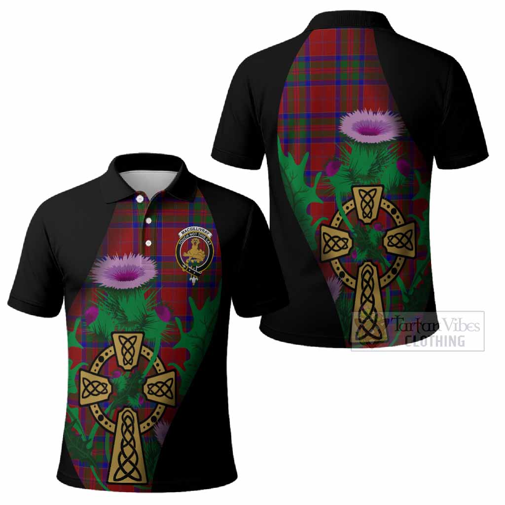 MacGillivray (McGillivray) Tartan Crest Polo Shirt Celtic Cross Thistle Flowers