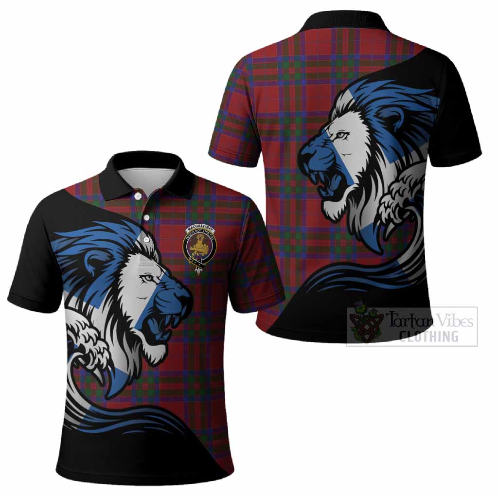 MacGillivray (McGillivray) Tartan Crest Polo Shirt Scottish Golden Lions Wave Flow