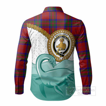 MacGillivray (McGillivray) Tartan Crest Scottish Loch Ness Monster Long Sleeve Button Shirts Happy Ness Scotland Celtic Knot