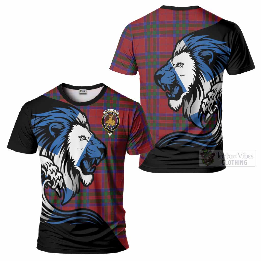 MacGillivray (McGillivray) Tartan Crest T-Shirt Scottish Golden Lions Wave Flow