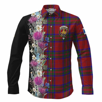 MacGillivray (McGillivray) Tartan Crest Thistle Floral Long Sleeve Button Shirts