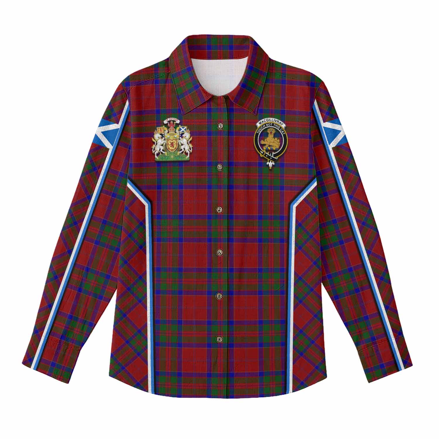 MacGillivray (McGillivray) Tartan Crest Women Casual Shirt Scotland Coat of Arm Flag Style - Tartan Vibes Clothing