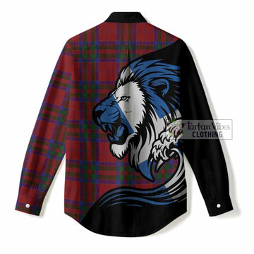 MacGillivray (McGillivray) Tartan Crest Women Casual Shirt Scottish Golden Lions Wave Flow