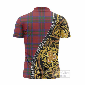 MacGillivray (McGillivray) Tartan Crest Zipper Polo Shirt Celtic Knot and Triple Trickle Spiral Symbols