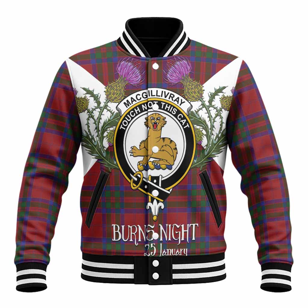 MacGillivray (McGillivray) Tartan Family Crest Baseball Jacket Scottish Burns Night Thistle Floral