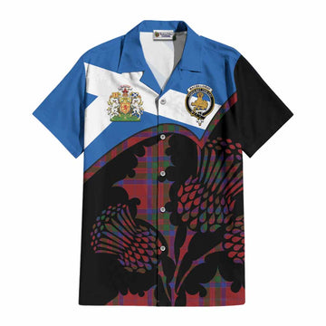 MacGillivray (McGillivray) Tartan Family Crest Cotton Hawaiian Shirt Scotland Thistle Floral Flag Style