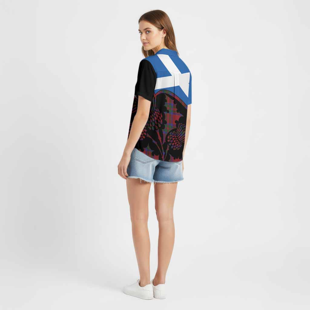 MacGillivray (McGillivray) Tartan Family Crest Cotton Hawaiian Shirt Scotland Thistle Floral Flag Style