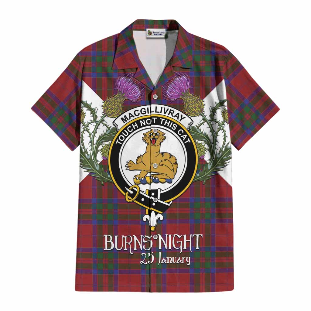 MacGillivray (McGillivray) Tartan Family Crest Cotton Hawaiian Shirt Scottish Burns Night Thistle Floral