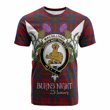 MacGillivray (McGillivray) Tartan Family Crest Cotton T-shirt Scottish Burns Night Thistle Floral