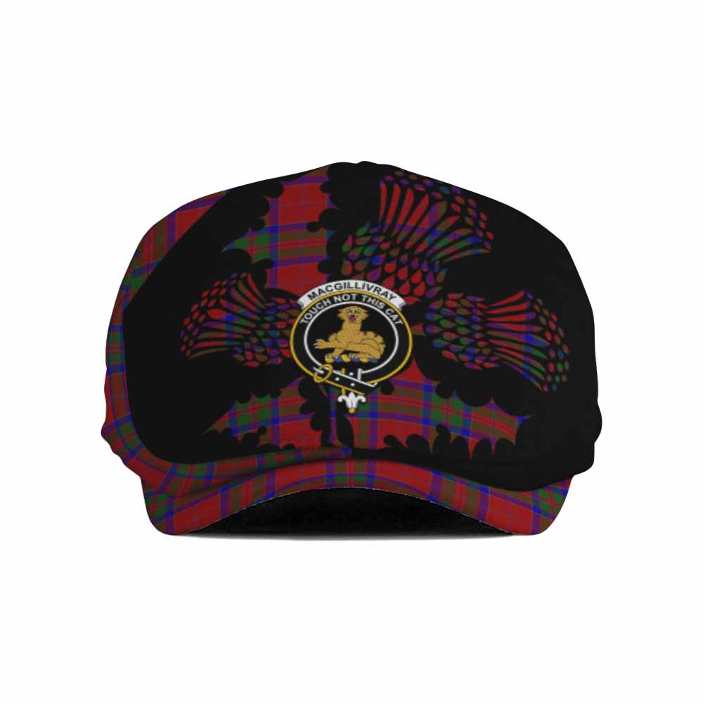 MacGillivray (McGillivray) Tartan Family Crest Flat Cap, Jeff Cap Scotland Thistle Floral