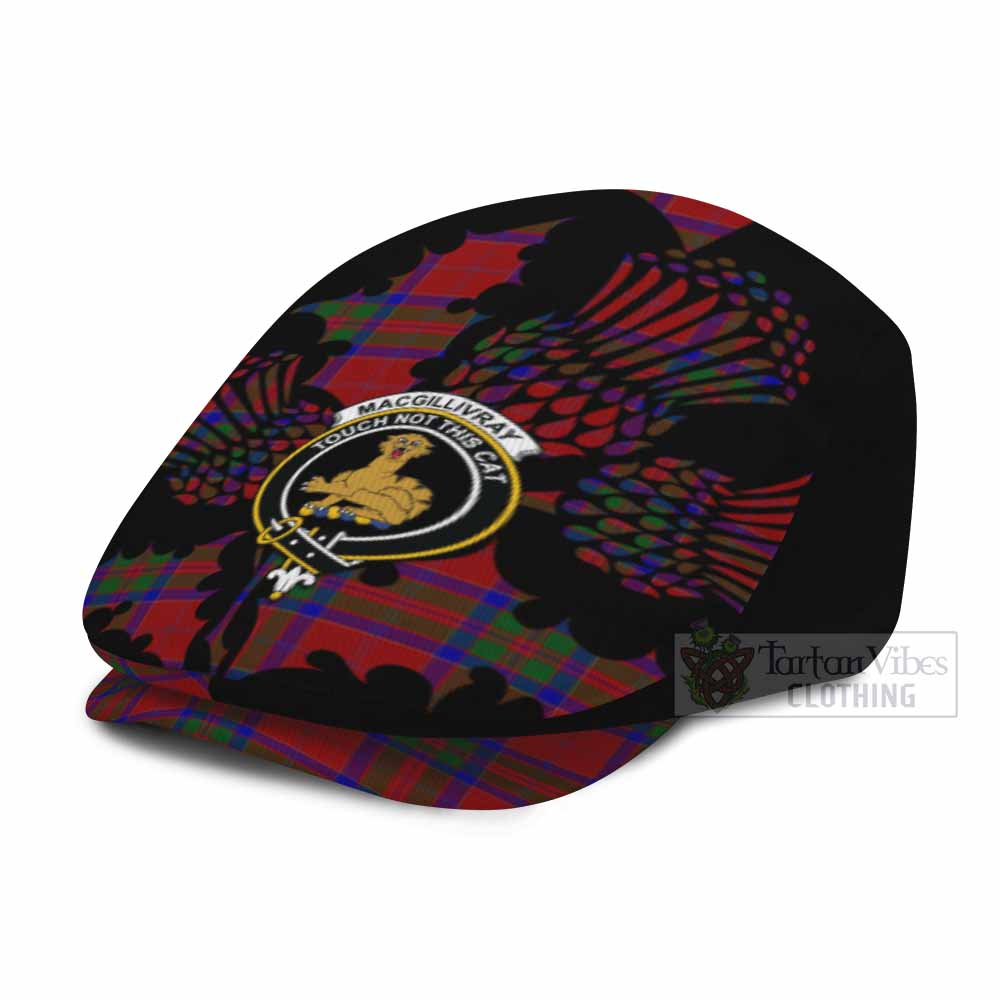 MacGillivray (McGillivray) Tartan Family Crest Flat Cap, Jeff Cap Scotland Thistle Floral