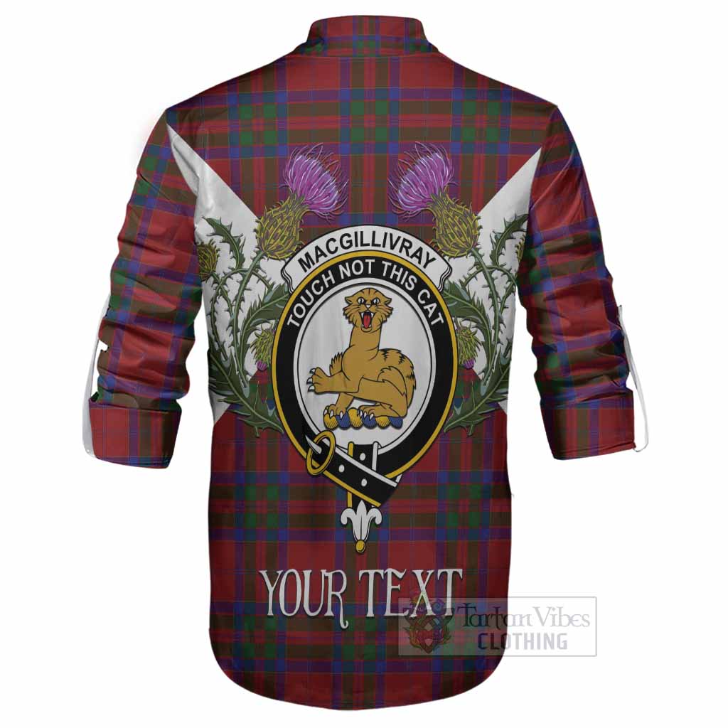 MacGillivray (McGillivray) Tartan Family Crest Ghillie Shirt Scottish Burns Night Thistle Floral