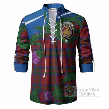 MacGillivray (McGillivray) Tartan Family Crest Ghillie Shirt Thistle in Minimalism