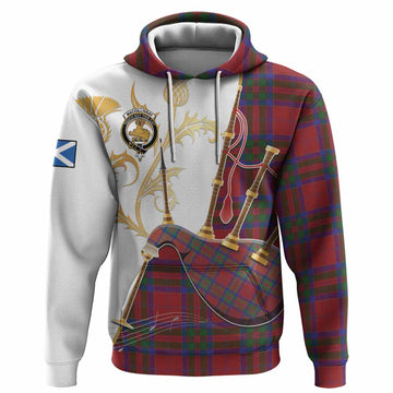 MacGillivray (McGillivray) Tartan Family Crest Hoodie Bagpipes with Scottish Thistle