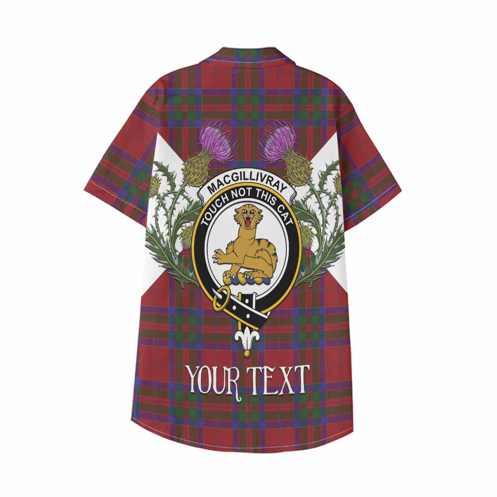 MacGillivray (McGillivray) Tartan Family Crest Kid Hawaiian Shirt Scottish Burns Night Thistle Floral