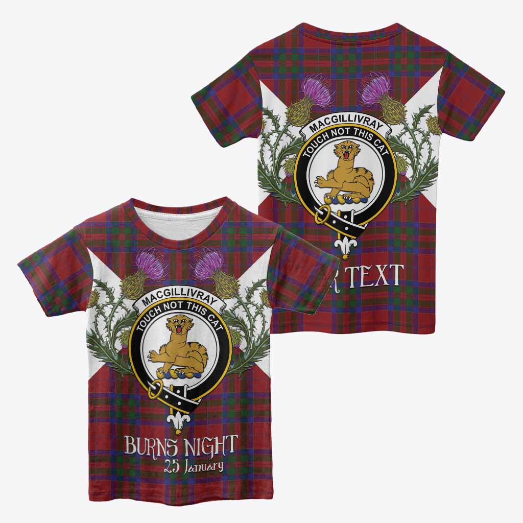 MacGillivray (McGillivray) Tartan Family Crest Kid T-shirt Scottish Burns Night Thistle Floral