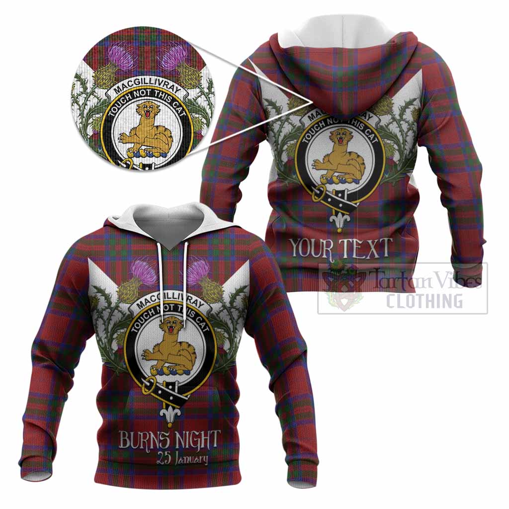 MacGillivray (McGillivray) Tartan Family Crest Knitted Hoodie Scottish Burns Night Thistle Floral