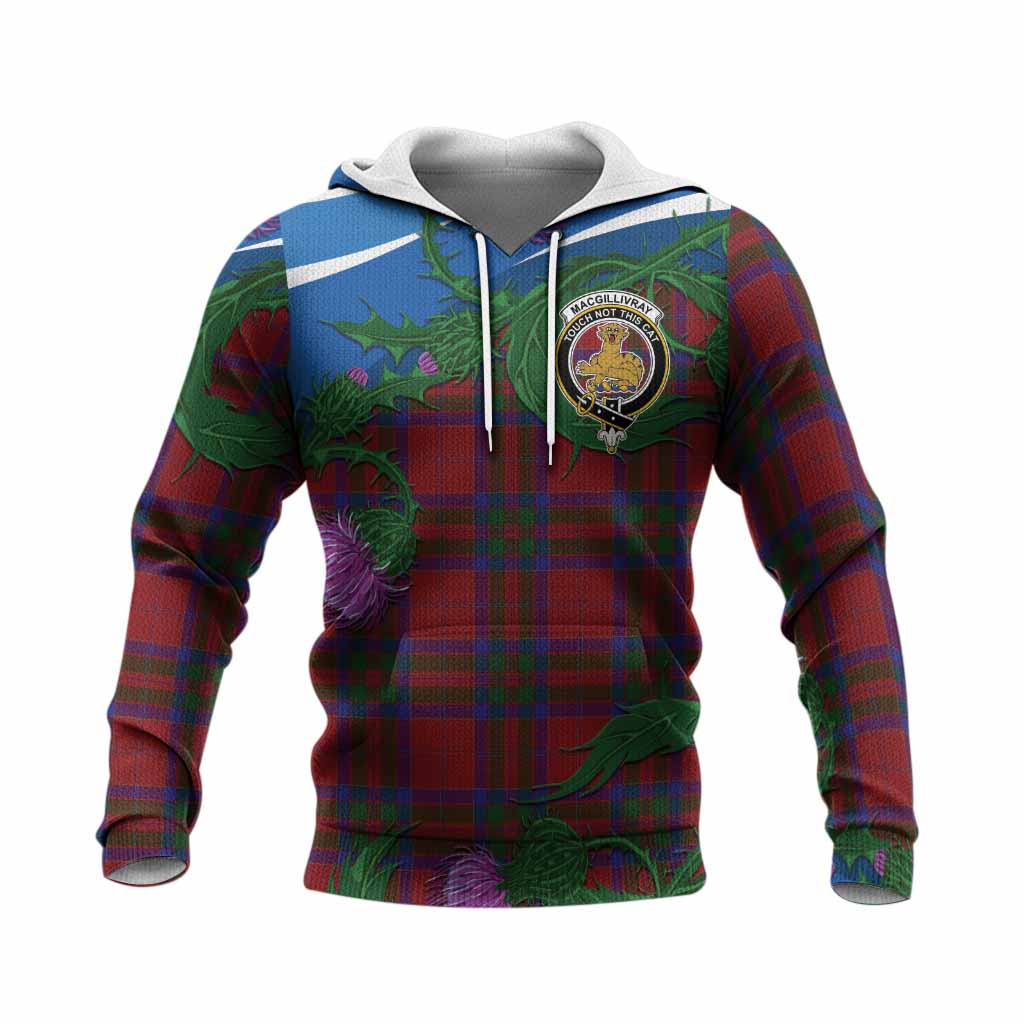 MacGillivray (McGillivray) Tartan Family Crest Knitted Hoodie Thistle in Minimalism