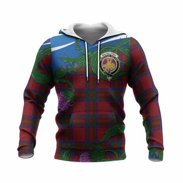 MacGillivray (McGillivray) Tartan Family Crest Knitted Hoodie Thistle in Minimalism
