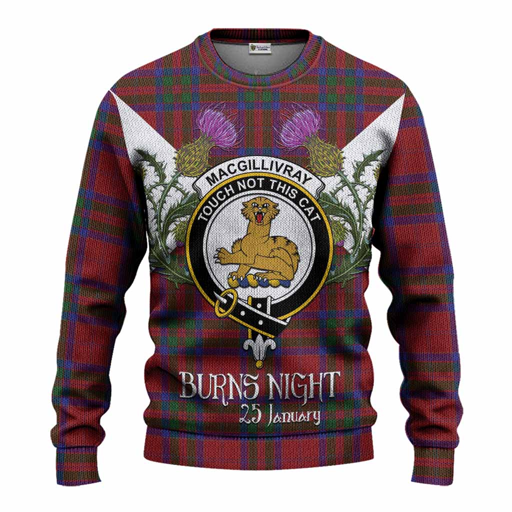 MacGillivray (McGillivray) Tartan Family Crest Knitted Sweater Scottish Burns Night Thistle Floral