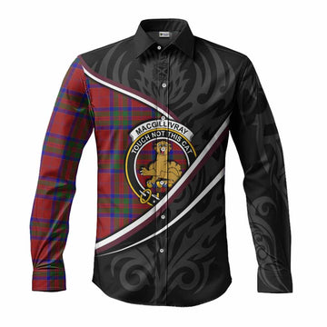 MacGillivray (McGillivray) Tartan Family Crest Long Sleeve Button Shirts Celtic Scottish Thistle Floral