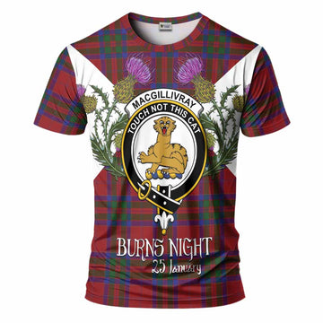 MacGillivray (McGillivray) Tartan Family Crest T-Shirt Scottish Burns Night Thistle Floral
