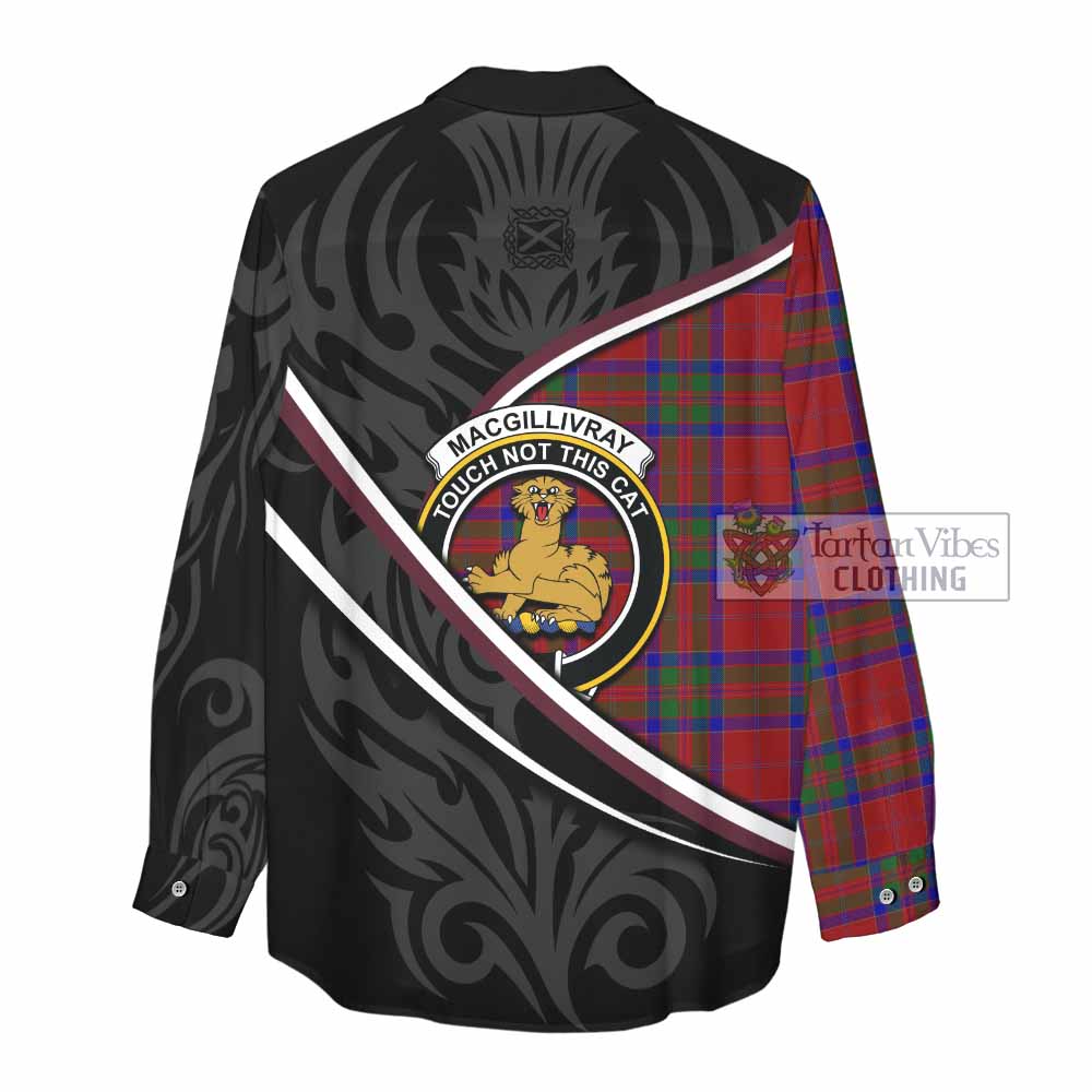 MacGillivray (McGillivray) Tartan Family Crest Women Casual Shirt Celtic Scottish Thistle Floral - Tartan Vibes Clothing