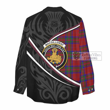 MacGillivray (McGillivray) Tartan Family Crest Women Casual Shirt Celtic Scottish Thistle Floral - Tartan Vibes Clothing