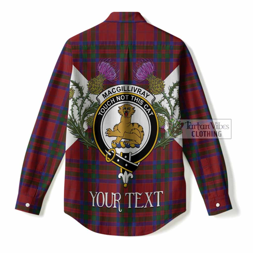 MacGillivray (McGillivray) Tartan Family Crest Women Casual Shirt Scottish Burns Night Thistle Floral