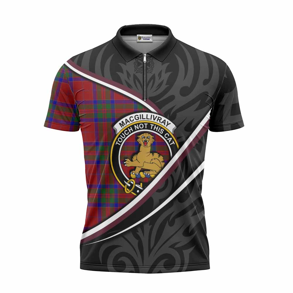 MacGillivray (McGillivray) Tartan Family Crest Zipper Polo Shirt Celtic Scottish Thistle Floral - Tartan Vibes Clothing
