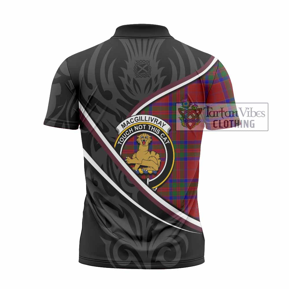 MacGillivray (McGillivray) Tartan Family Crest Zipper Polo Shirt Celtic Scottish Thistle Floral - Tartan Vibes Clothing